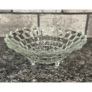 Cubist Footed Fruit Bowl Centerpiece Salad Bowl Colony Whitehall Clear Art Deco